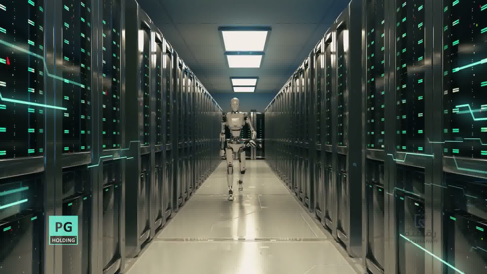 Autonomous AI robot operating inside enterprise data center